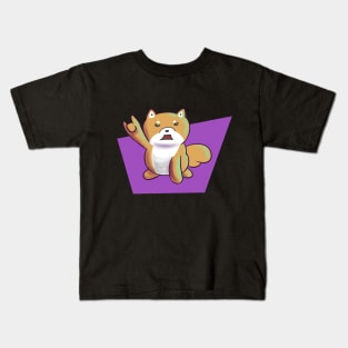 Rock In Roll Shiba Inu Cute Retro Artistic Kids T-Shirt